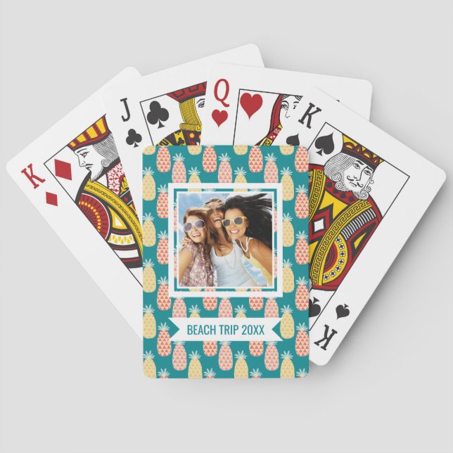 Add Your Name | Pineapple Doodle Pattern Playing Cards (Back)
