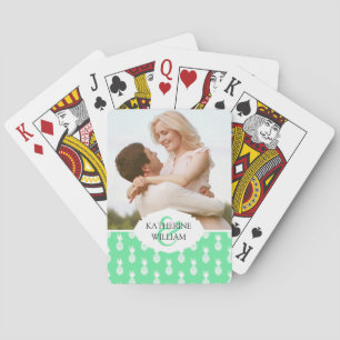 Add Your Name   Pineapple Mint Pattern Playing Cards