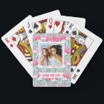 Add Your Name | Pink And White Crowd Of Flamingos Playing Cards<br><div class="desc">Birds | Pink and white flamingos on blue background.  © and ® Bigstock® - All Rights Reserved.</div>