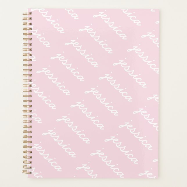 Add-Your-Name Pink Cursive Name | Personalized Planner (Front)