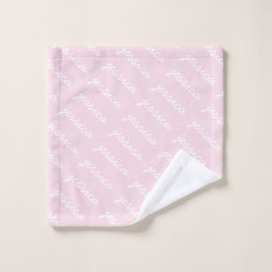 Add-Your-Name Pink Cursive Name Wash Cloth