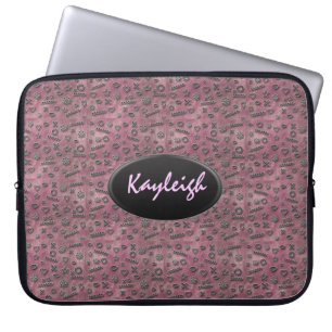 Add Your Name Pink Designer Laptop Sleeve