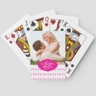 Add Your Name Pink Flamingo Pattern Playing Cards