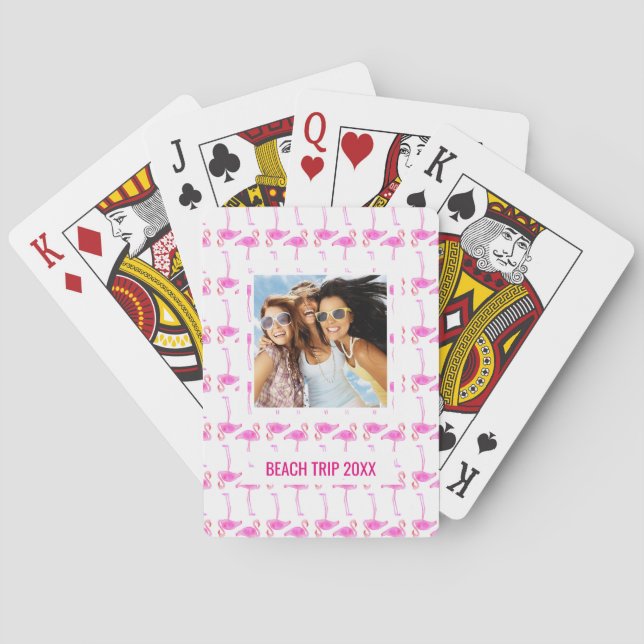Add Your Name | Pink Flamingo Pattern Playing Cards (Back)