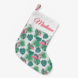Add Your Name   Pink Flamingo Small Christmas Stocking