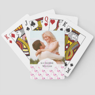 Add Your Name Pink Flamingos Playing Cards