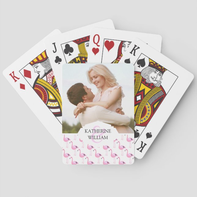 Add Your Name | Pink Flamingos Playing Cards (Back)