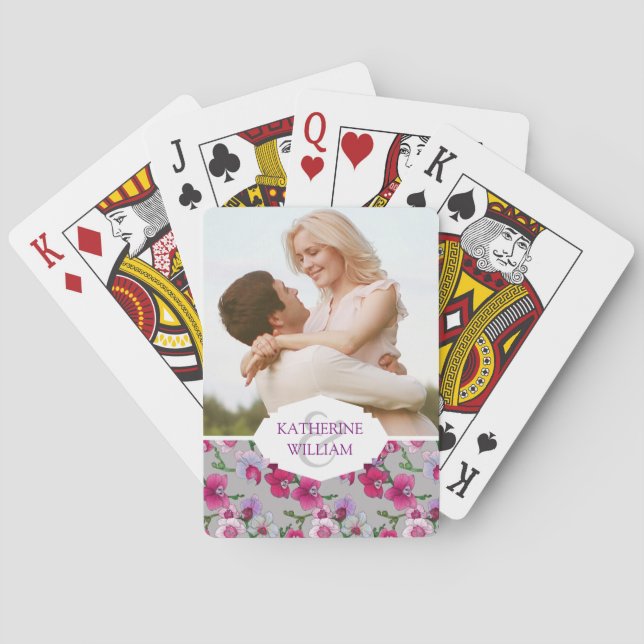 Add Your Name | Pink Orchids In Bloom Playing Cards (Back)