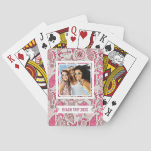 Add Your Name   Pink Sea Pattern Playing Cards