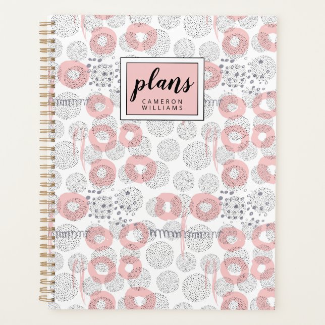 Add Your Name | Polka Dot Circle Pattern Planner (Front)