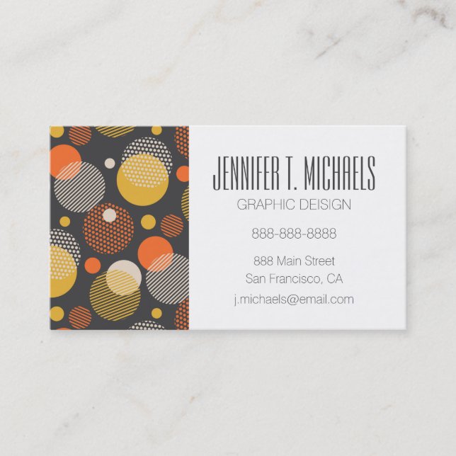 Add Your Name | Polka Dot Stripe Pattern Business Card (Front)