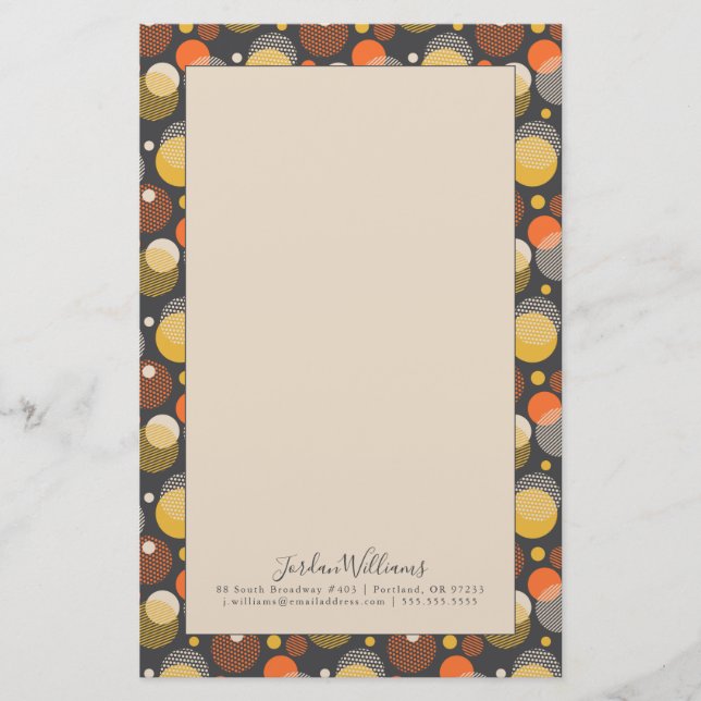 Add Your Name | Polka Dot Stripe Pattern Stationery (Front)