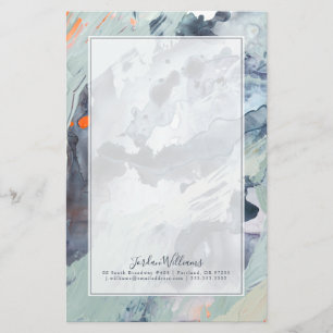 Add Your Name   Polyphonic Sea - Blue Stationery