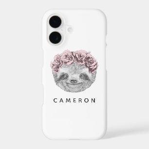 Add Your Name   Portrait Of Sloth Floral Wreath