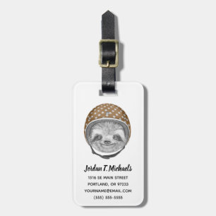 Add Your Name   Portrait Of Sloth Helmet Luggage Tag