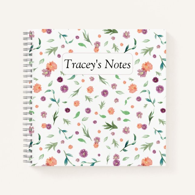 Add Your Name! Pretty Flower Notebook for Mom (Front)