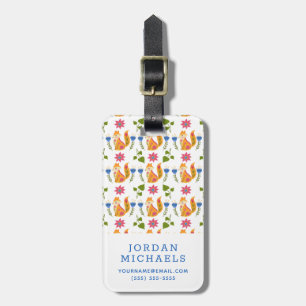 Add Your Name   Pretty Pastel Foxy Floral Pattern Luggage Tag