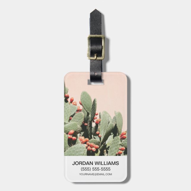 Add Your Name | Prickley Pear Cactus Luggage Tag (Front Vertical)