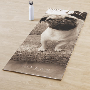 Add Your Name Pug with its Head Tilted Yoga Mat