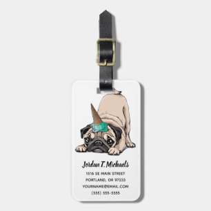 Add Your Name   Puppy Pugs   Aspiring Unicorn Luggage Tag