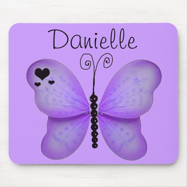 Add Your Name Purple Butterfly Mouse Pad (Front)