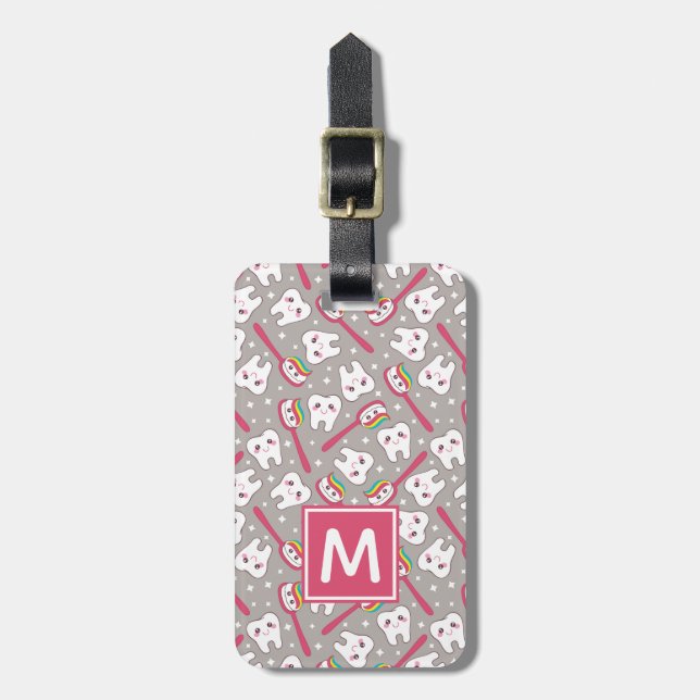 Add Your Name | Rainbow Teeth Pattern Luggage Tag (Front Vertical)