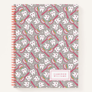 Add Your Name   Rainbow Teeth Pattern Notebook