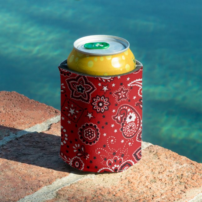 Add Your Name Red Bandana Print Can Cooler (In Situ Pool)