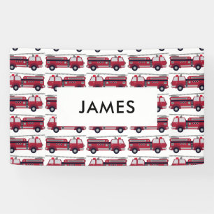 Add Your Name Red Fire truck Personalised Banner