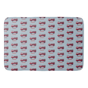Add Your Name Red Fire truck Personalised Bath Mat