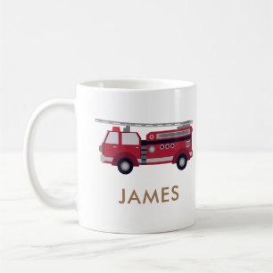 Add Your Name Red Fire truck Personalised Coffee Mug