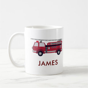 Add Your Name Red Fire truck Personalised Coffee Mug