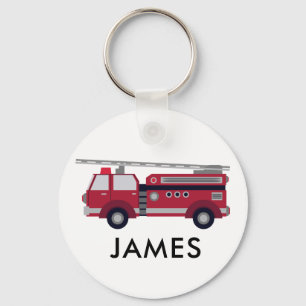 Add Your Name Red Fire truck Personalised Keychain