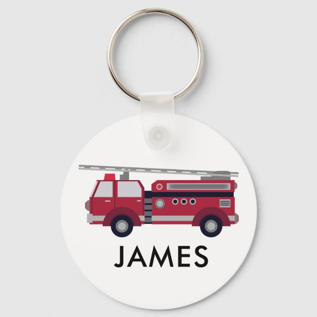 Add Your Name Red Fire truck Personalised Keychain (Front)