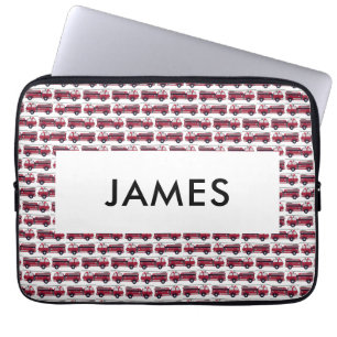 Add Your Name Red Fire truck Personalised Laptop Sleeve
