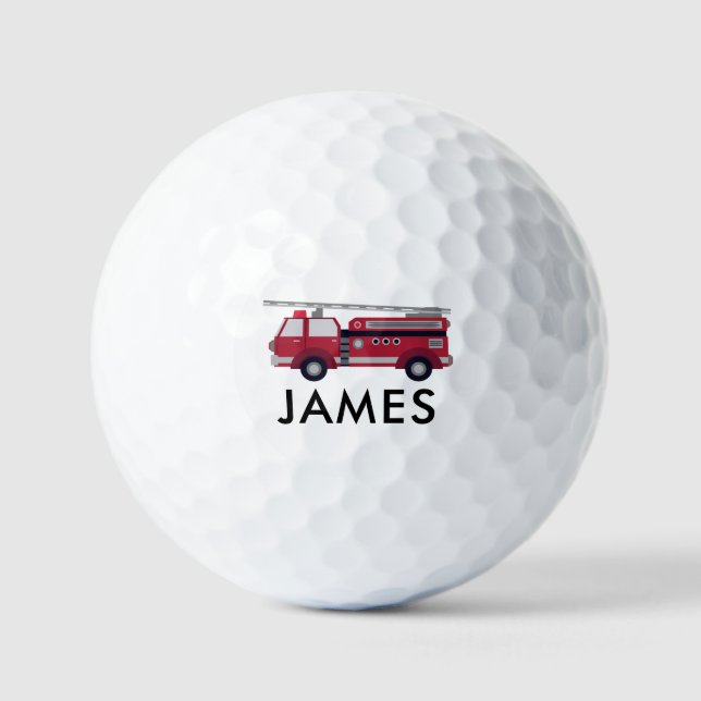 Add Your Name Red Fire truck Personalized Golf Balls (Front)