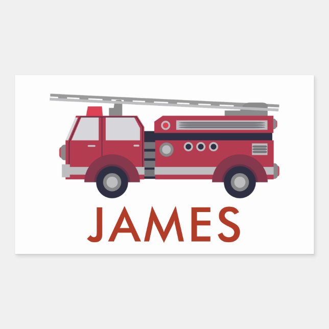Add Your Name Red Fire truck Personalized Sticker (Front)
