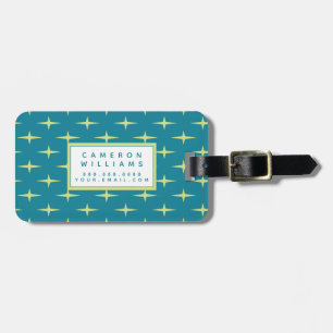 Add Your Name   Retro Atomic Age Star Pattern Luggage Tag