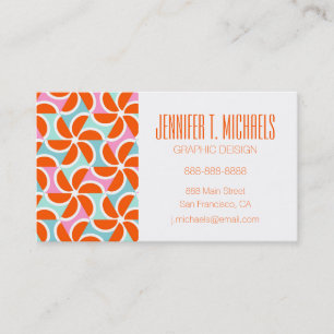 Add Your Name   Retro Orange Wedge Pattern Business Card