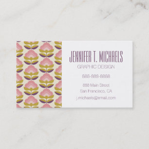 Add Your Name   Retro Pink & Purple Floral Pattern Business Card