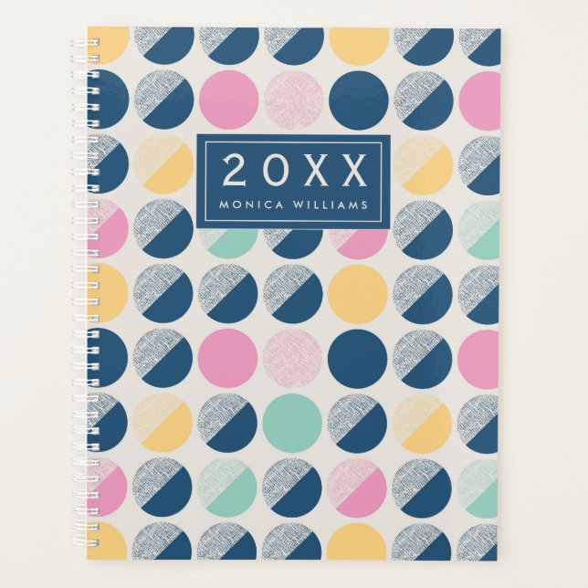 Add Your Name | Retro Semi-Circle Pattern Planner (Front)