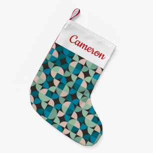 Add Your Name   Retro Vintage 60's Pattern Small Christmas Stocking