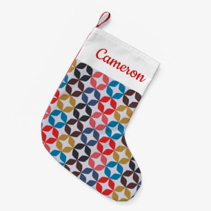 Add Your Name   Retro Vintage Star Pattern Small Christmas Stocking