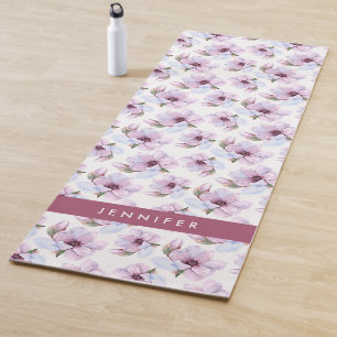 Add Your Name   Romantic Floral Pattern Yoga Mat