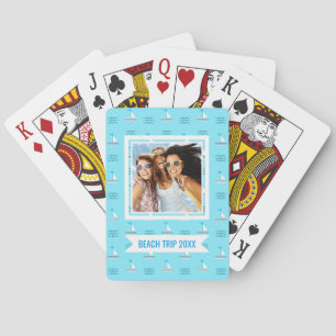 Add Your Name   Sailboats On The Blue Sea Pattern Playing Cards