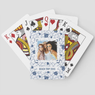 Add Your Name Sailboats On The Sea Pattern Playing Cards