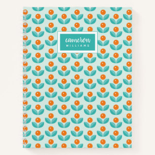 Add Your Name   Scandinavian Geometric Orange Notebook