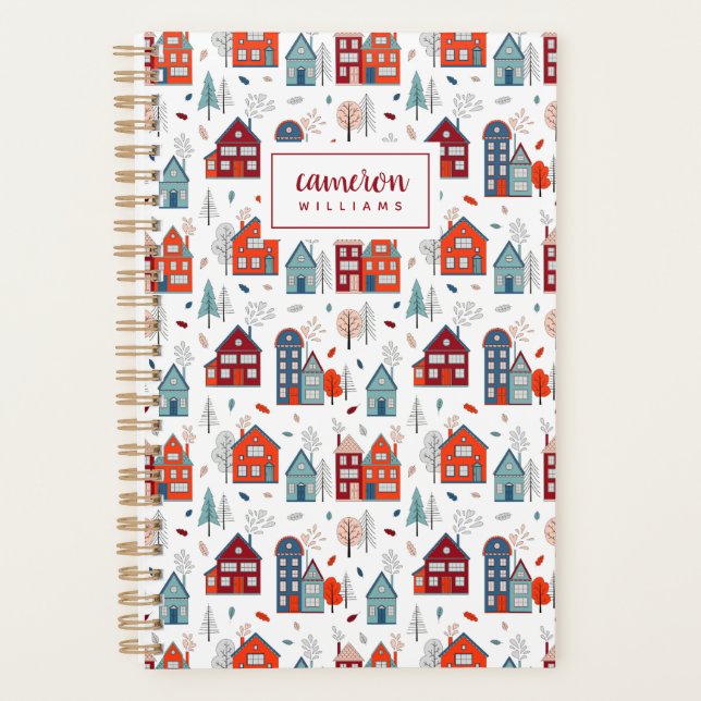 Add Your Name | Scandinavian House Folk Art Planner (Front)