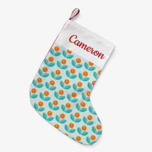 Add Your Name Scandinavian Style Geometric Orang Small Christmas Stocking