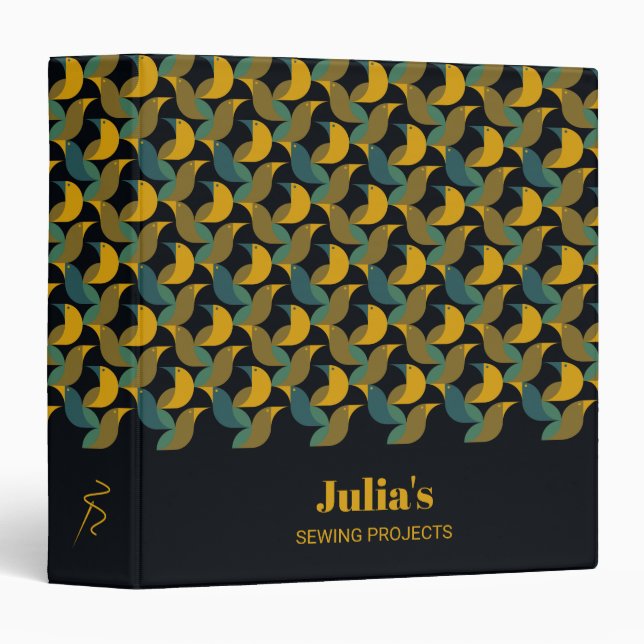 Add Your Name Sewing Projects Needle Bird Pattern Binder (Front/Spine)